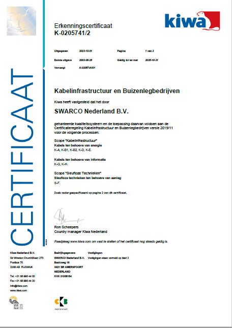 Certificaat Kabelinfrastructuur en Buizenlegbedrijven (CKB), K-0205741-2